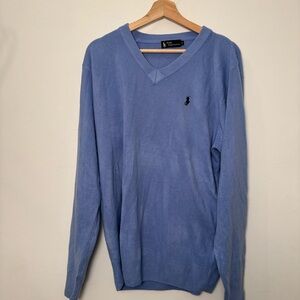 Polo Ralph Lauren Light Blue V-Neck Sweater Cashmere